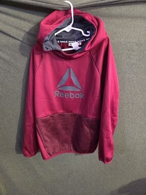 Reebok Maroon and Gray Logo Pullover Hoodie